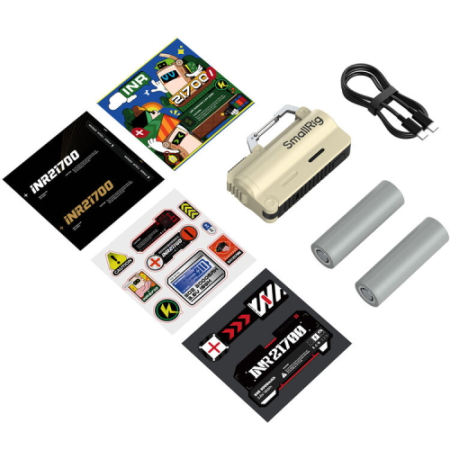 SmallRig 6089 - etui ładujące 2w1i 2x akumulator INR21700 (piaskowy brązowy zestaw, 10000mAh) - zawartość zestawu